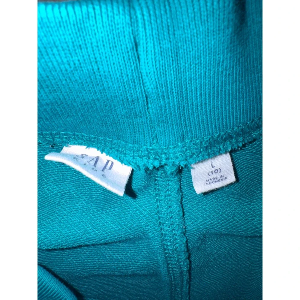 Gap Kids Boys Teal Blue Logo Jersey Shorts Size L 10 Drawstring Pockets